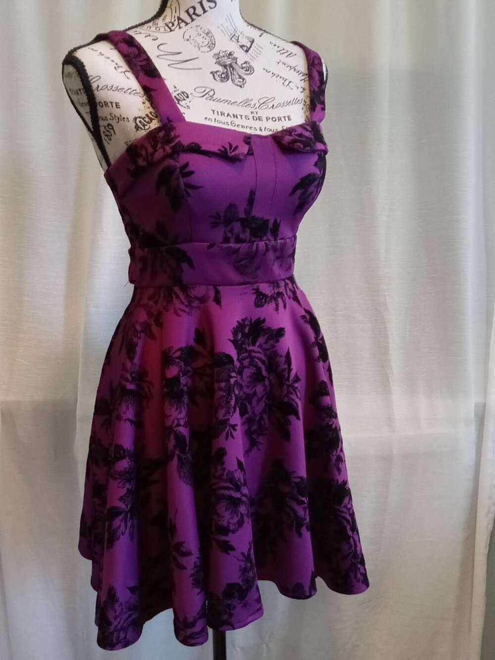 Vintage IXY short pop dress in a Gothic style, in vibrant purple